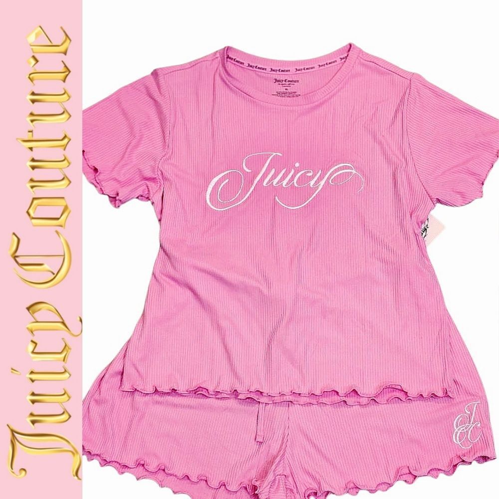 Juicy Couture Script Logo Lattice Edge PJ Set